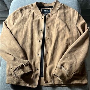 NATIVE YOUTH Tan Bomber Jacket with Ribbed Cuffs